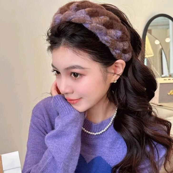 A2240气质网红百搭复古编织法式简约宽边手工时尚增高颅顶发箍