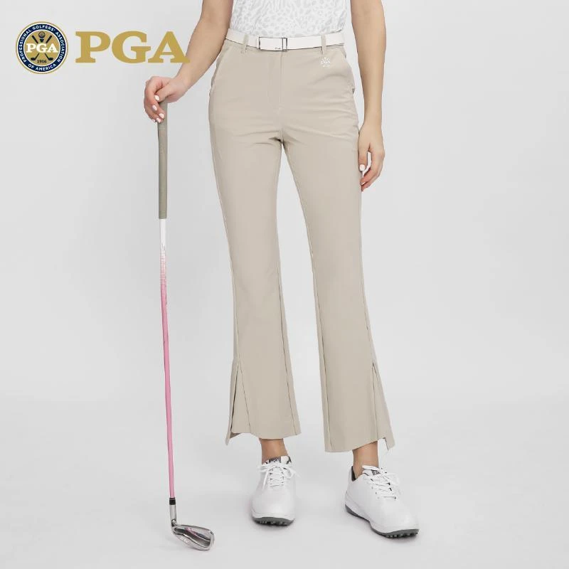 美国PGA 高尔夫裤子女士喇叭裤春夏季不规则裤脚柔软弹力休闲长裤