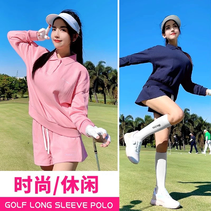 PGM 高尔夫服装女款短裤宽松舒适时尚绣花运动短裤时尚长袖T恤