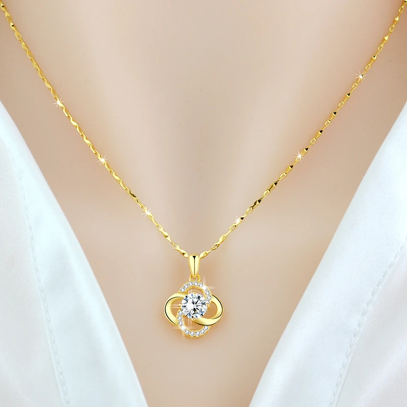 坠链均925银 项链女纯银18K玫瑰金四叶草吊坠小众设计520生日礼物