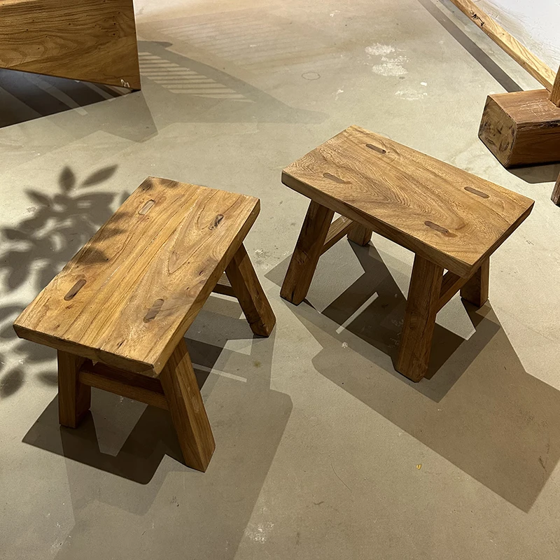 老榆木扶手靠背椅新中式餐椅实木家用圈椅免漆主人椅原木复古方凳