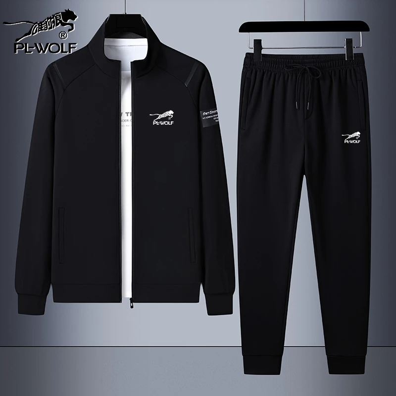 雄豹狼男士运动套装春秋季新款时尚百搭外套大码宽松休闲服两件套