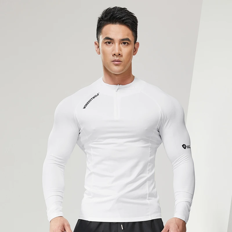 WORKOUT WOLF/撸铁狼运动健身衣男秋季长袖紧身弹力透气速干训练