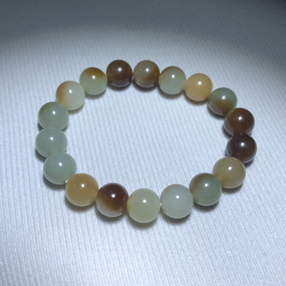 新疆和田玉且末多宝圆珠时尚渐变色糖果色精美百搭单圈手串