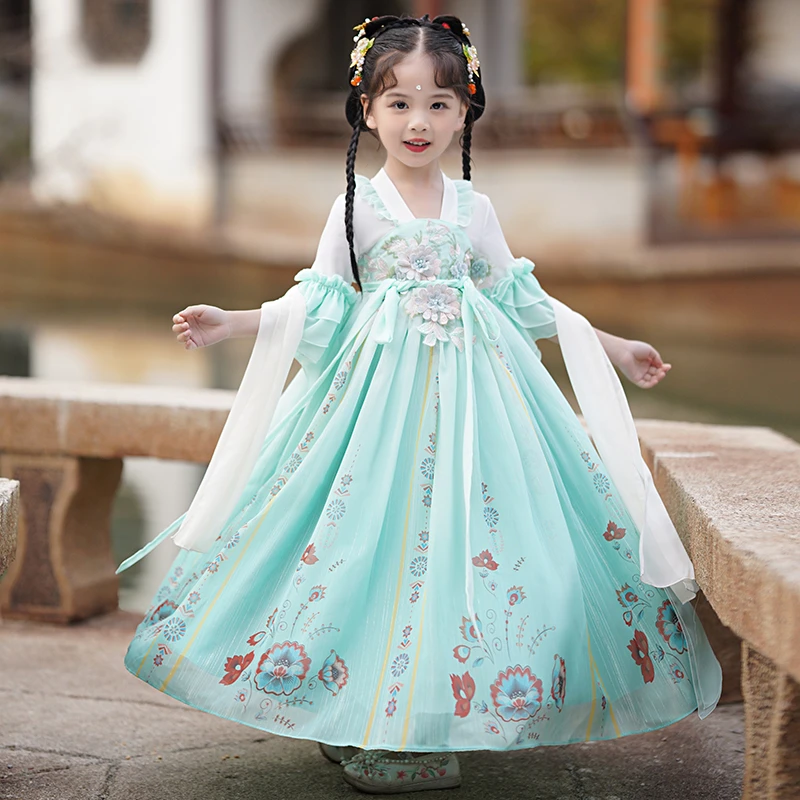 儿童汉服超仙夏季薄款古装女童2023新款女孩古风唐装夏款童装裙子