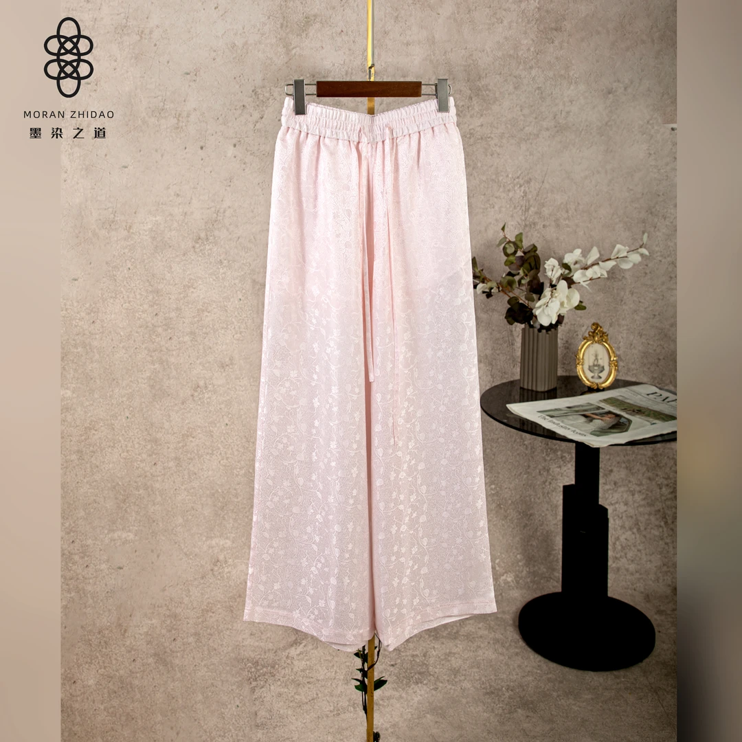 茱萸粉非遗花线春长裤FF220620