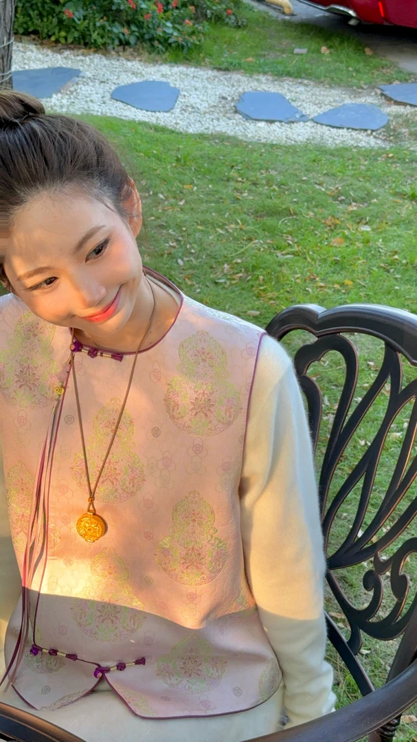 《粉彩福禄万代纹葫芦锦》奢华显贵织金宋锦国风马甲FF22620