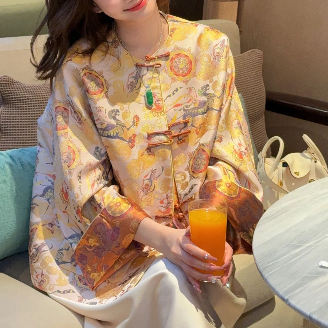 年度巨献敦煌系列之《乘虎飞天》五重纬宋锦外套FF22497