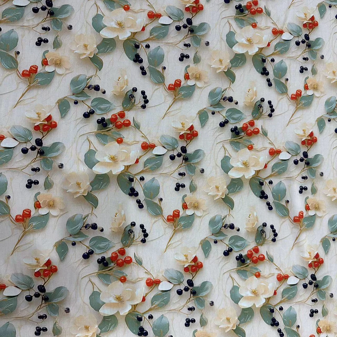 精品3D数码印花 绵绸 服装面料  606