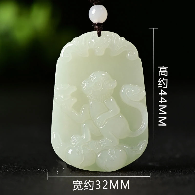 中号文殊守护和田玉生肖牌吊坠项链属相鼠牛虎兔龙蛇马羊猴鸡狗猪