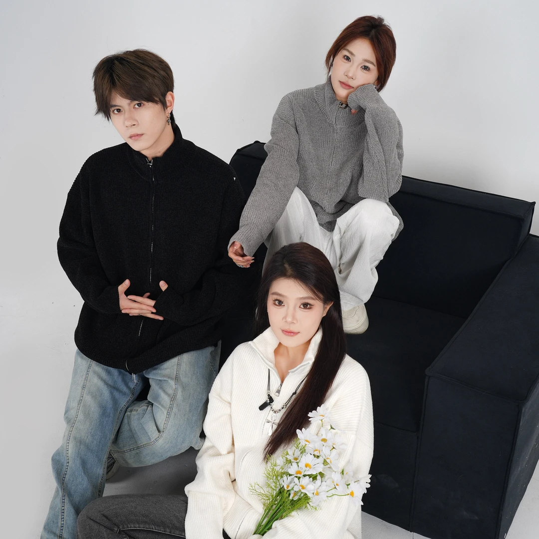 【阿叔专属】秋冬简约纯色立领针织衫百搭休闲宽松开衫情侣毛衣3062