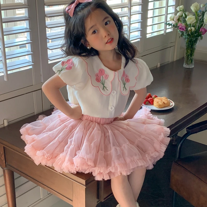 女童连衣裙夏季2025新款女孩甜美tutu裙套装儿童宝宝洋气公主裙潮