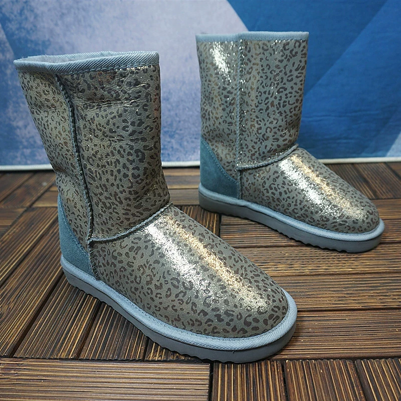 瑕疵福利款 真皮羊毛雪地靴 经典中筒靴冬季保暖女棉靴80-1