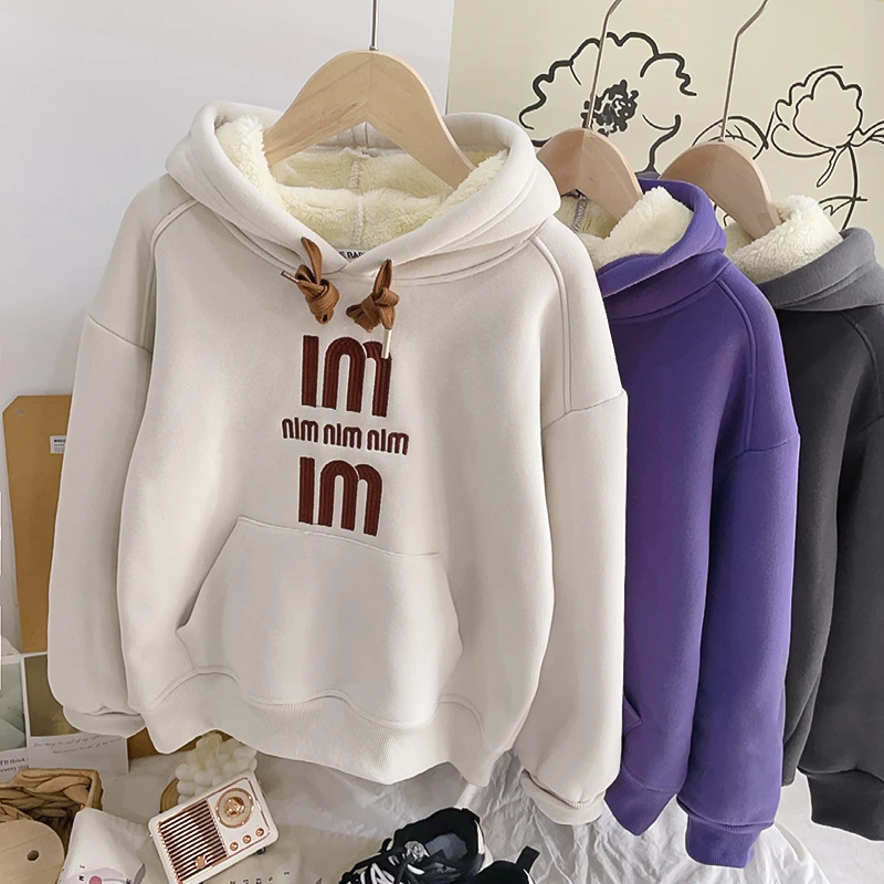 CW加绒加厚儿童新款秋冬洋气女童男童一体连帽保暖卫衣宝宝