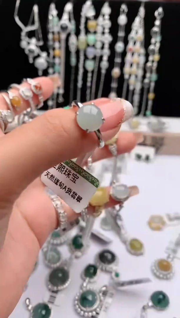 【闪购商品】翡翠戒指银S925镶嵌3号