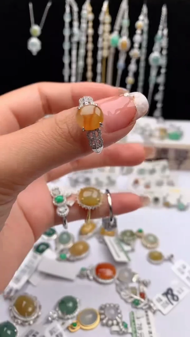 【闪购商品】翡翠戒指银S925镶嵌3号