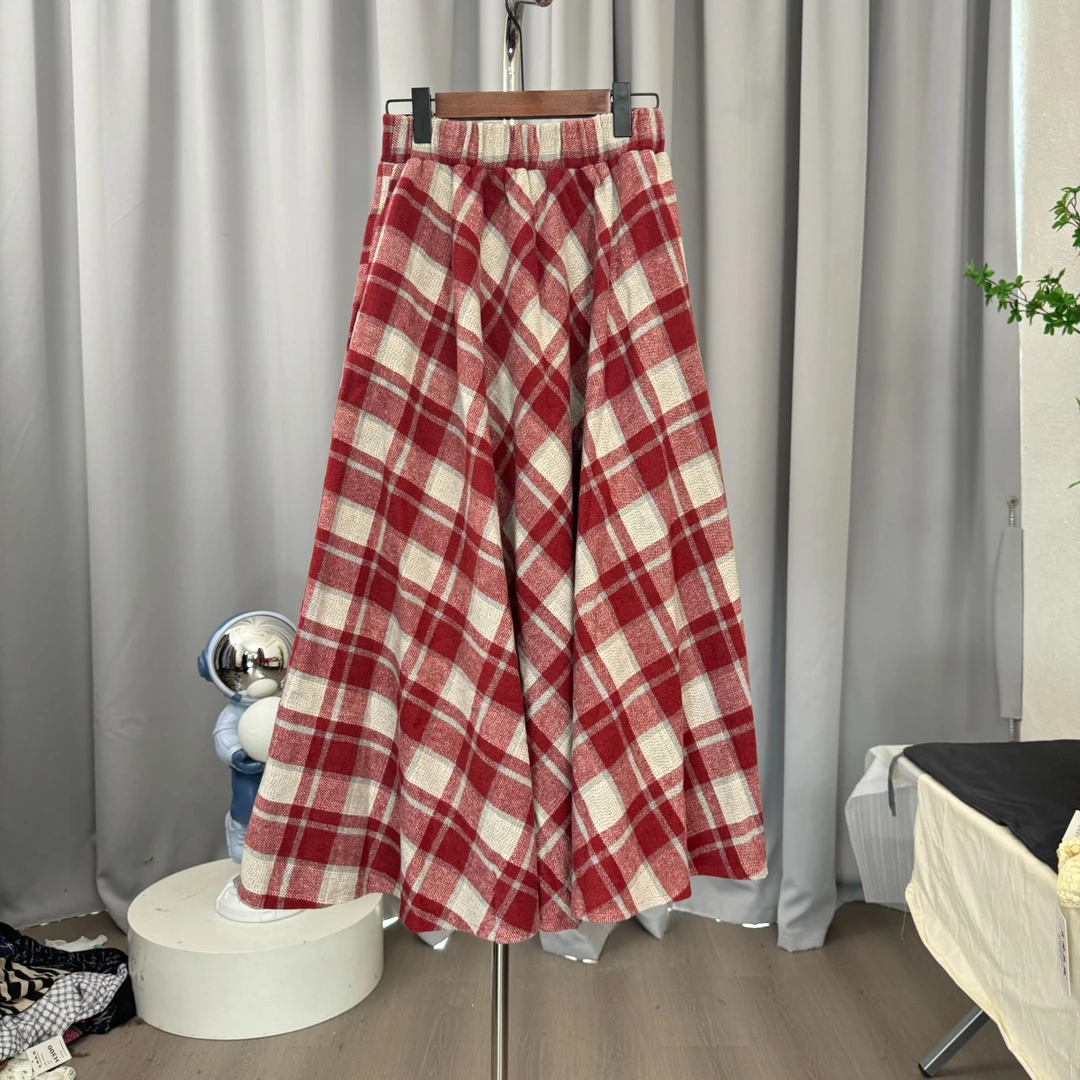 （慧敏专属链接D088）大摆毛呢半身裙女2024秋冬新款高腰中长裙