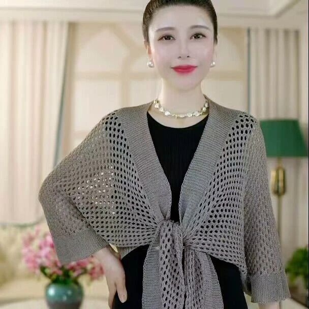新款女士夏季外出防晒披肩空调房外搭时尚针织护肩