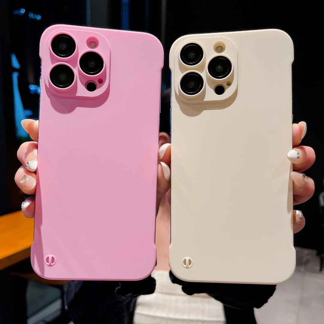 新款磨砂无边框苹果手机壳iPhone14/13/12promax带镜头膜保护四角