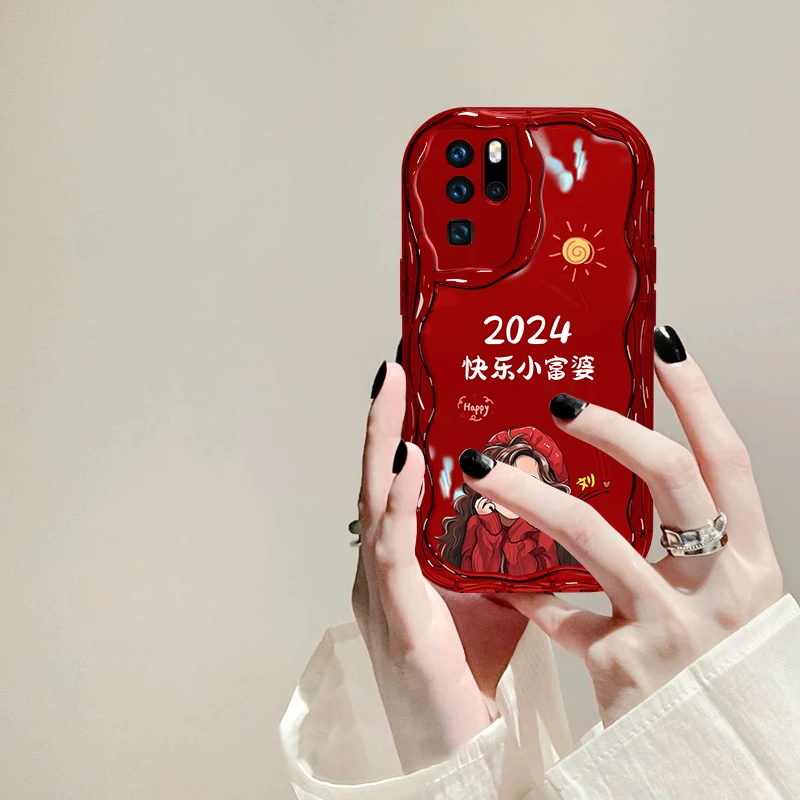 华为P30Pro快乐小富婆手机壳姓氏定制奶油硅胶全包防摔女款软壳