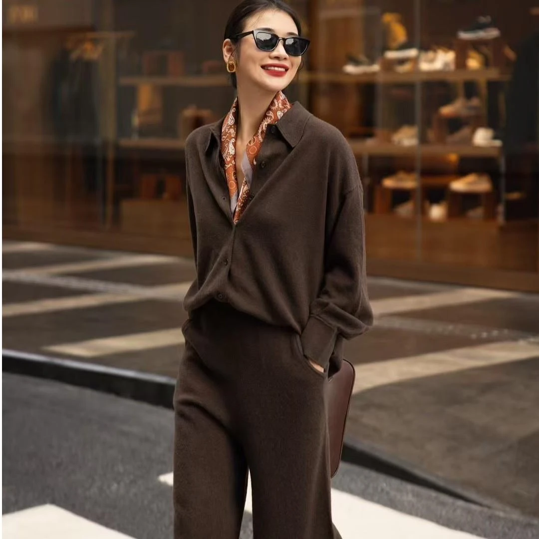 针织套装女2024秋冬新款老钱风高级感气质名媛御姐炸街上衣两件套