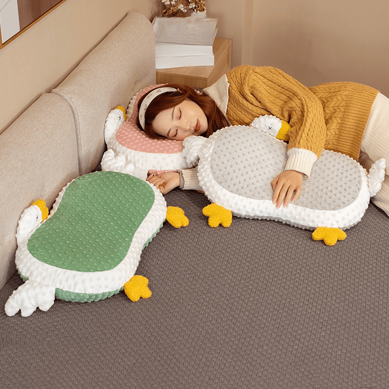 大鹅猫肚皮枕记忆棉枕头侧睡柔软慢回弹枕芯睡觉专用护颈椎枕枕套