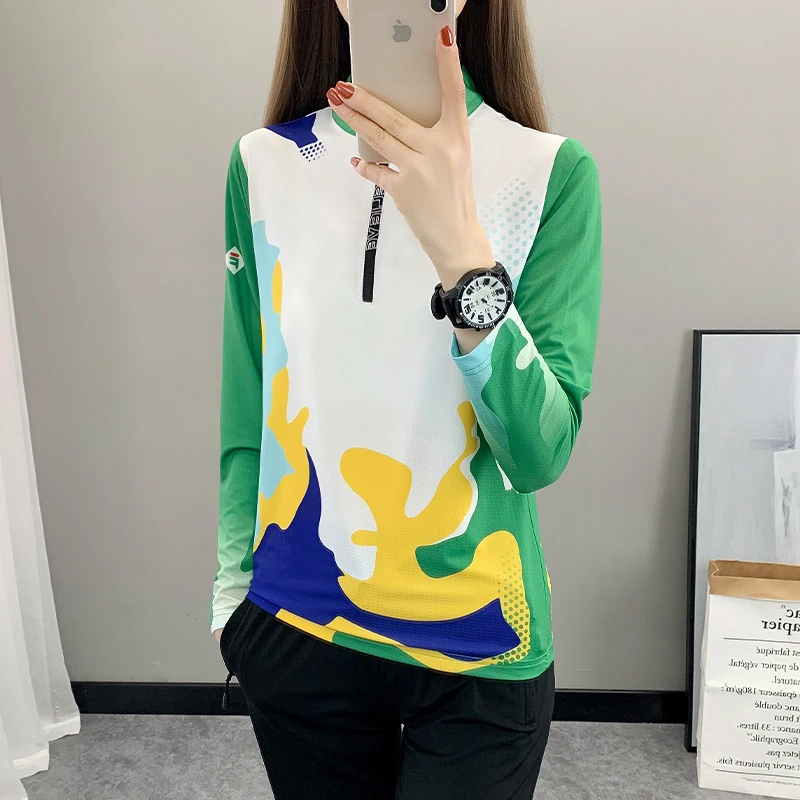 夏季速干冰丝透气快干长袖跑步吸湿排汗快干运动上衣防晒速干衣