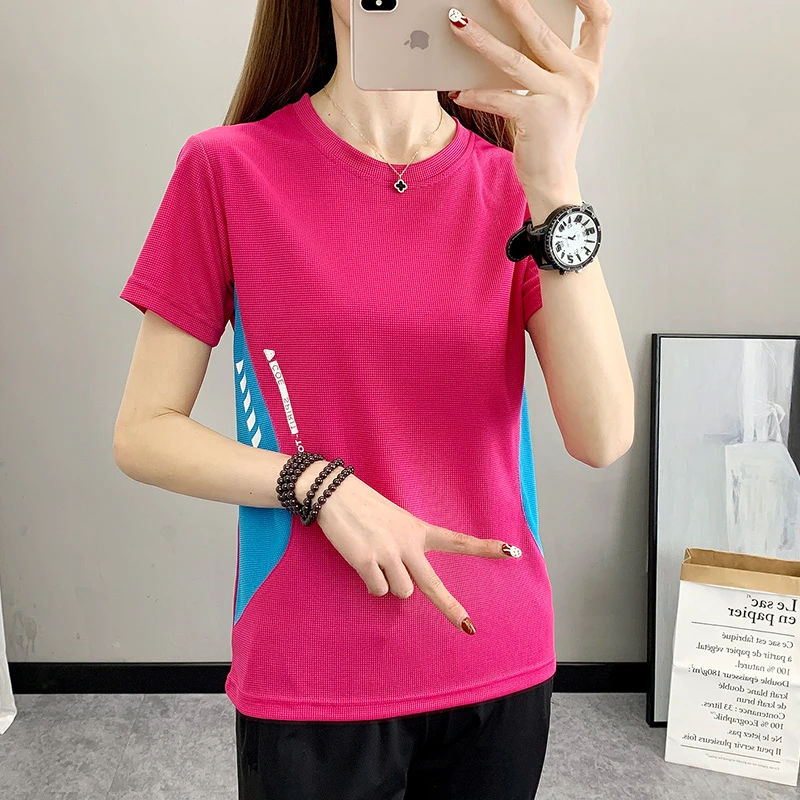 户外高弹速干衣女吸湿排t恤女 跑步健身运动上衣新款弹力圆领短袖