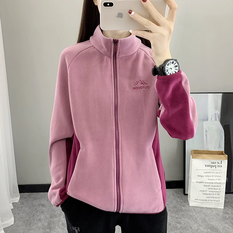 奥粒绒女款抓绒衣2023秋冬新款加绒防风保暖防寒户外运动外套