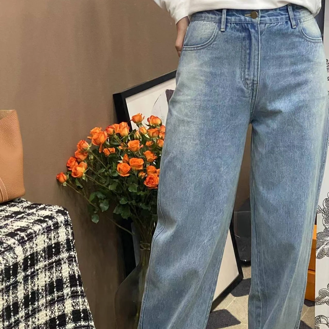 【六港真人】男友风vintage复古水洗牛仔裤高腰
