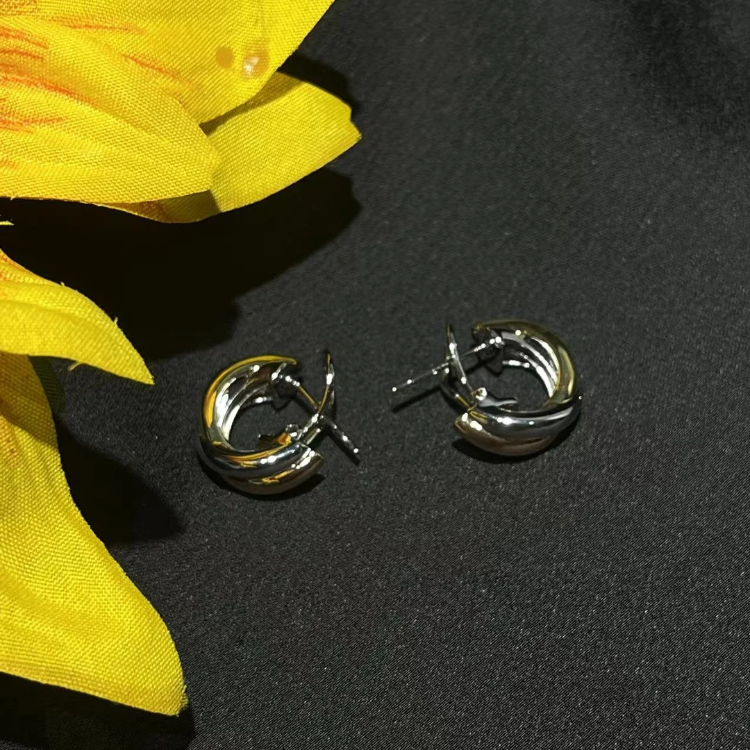 铜合金耳饰 【六港真人】三环编织耳钉耳环