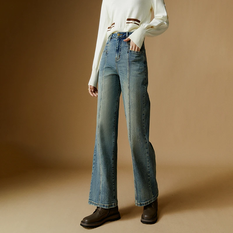 【断码清仓拼手速】百搭神裤百搭神裤水洗微喇牛仔裤裤子女24090316