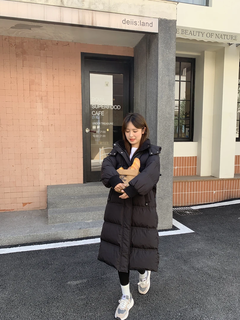 韩版长款大码90白鸭绒羽绒服加长加厚230斤可穿