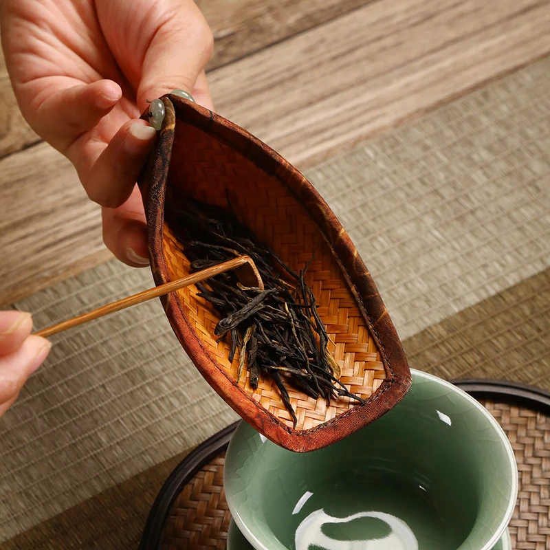 官润窑竹编香云纱茶则国潮竹制手工分茶醒茶功夫茶具茶道配件茶则
