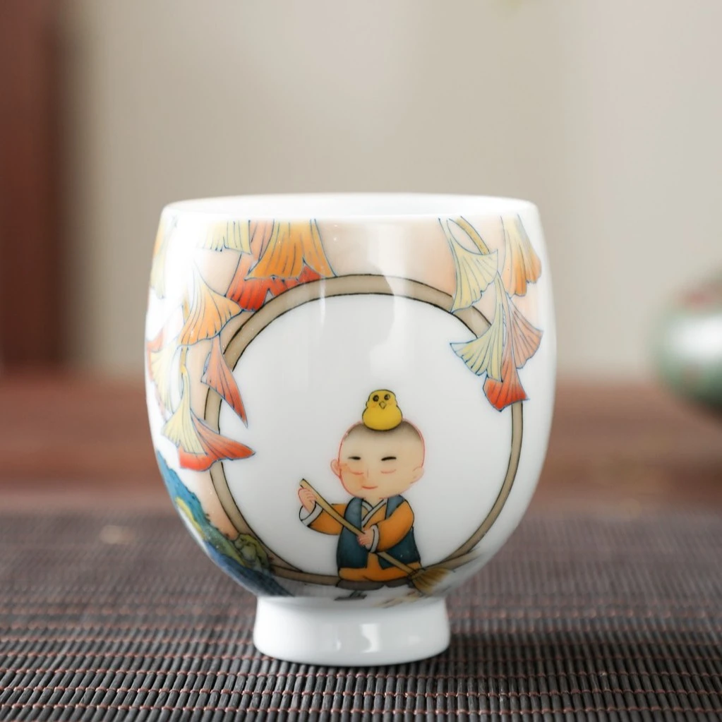 【官润窑】手绘陶瓷主人杯品茗杯茶杯龙蛋杯-常思一二不思八九