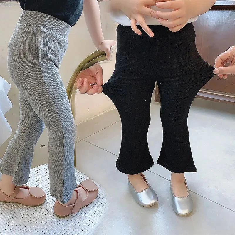 女宝宝喇叭裤2024新款秋季新款修身小女孩长裤洋气裤子女童打底裤