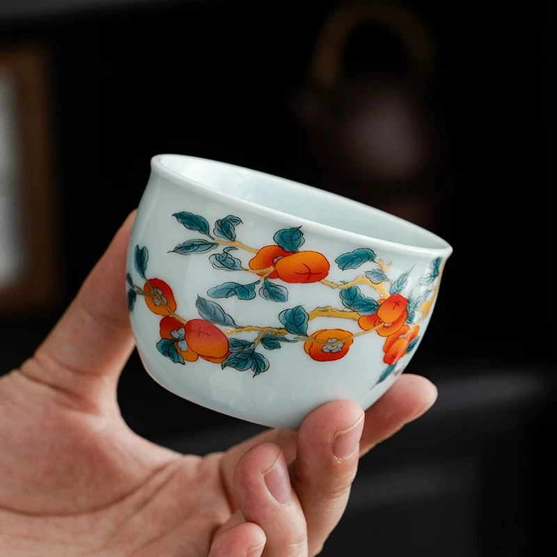柿柿如意主人杯陶瓷大号茶杯拍一发二
