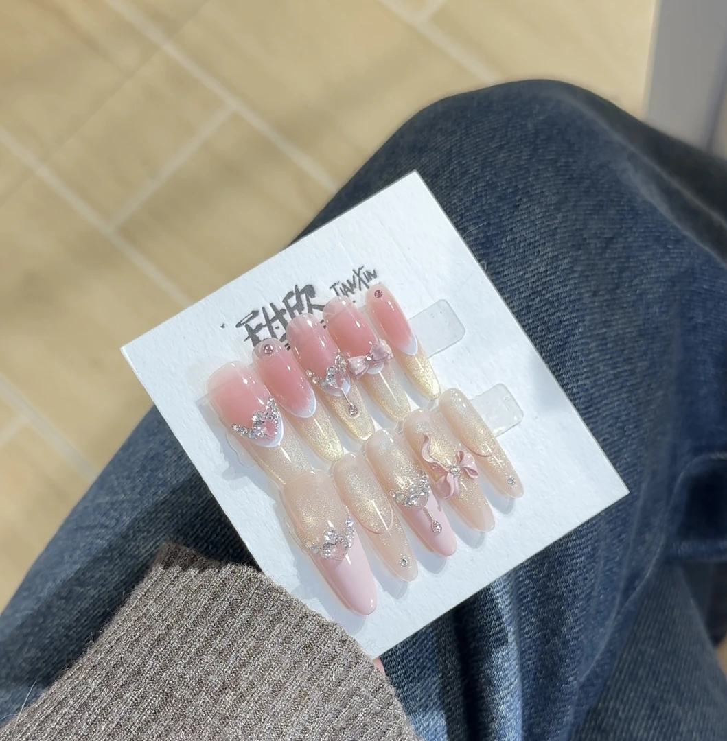 <公主日记> 甜欣纯手工光疗穿戴甲 全华+全锆纯手工可拆卸穿戴甲