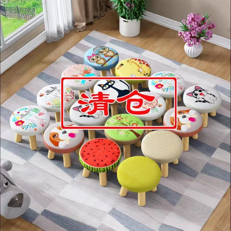 小凳子家用实木凳子矮凳可爱宝宝椅换鞋凳儿童圆凳卡通创意小板凳