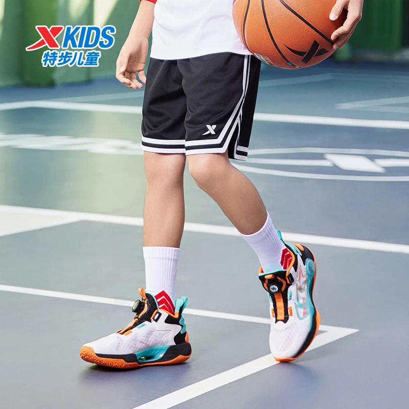 特步儿童夏季时尚透气运动裤中大童凉感宽松篮球裤6762257A9080