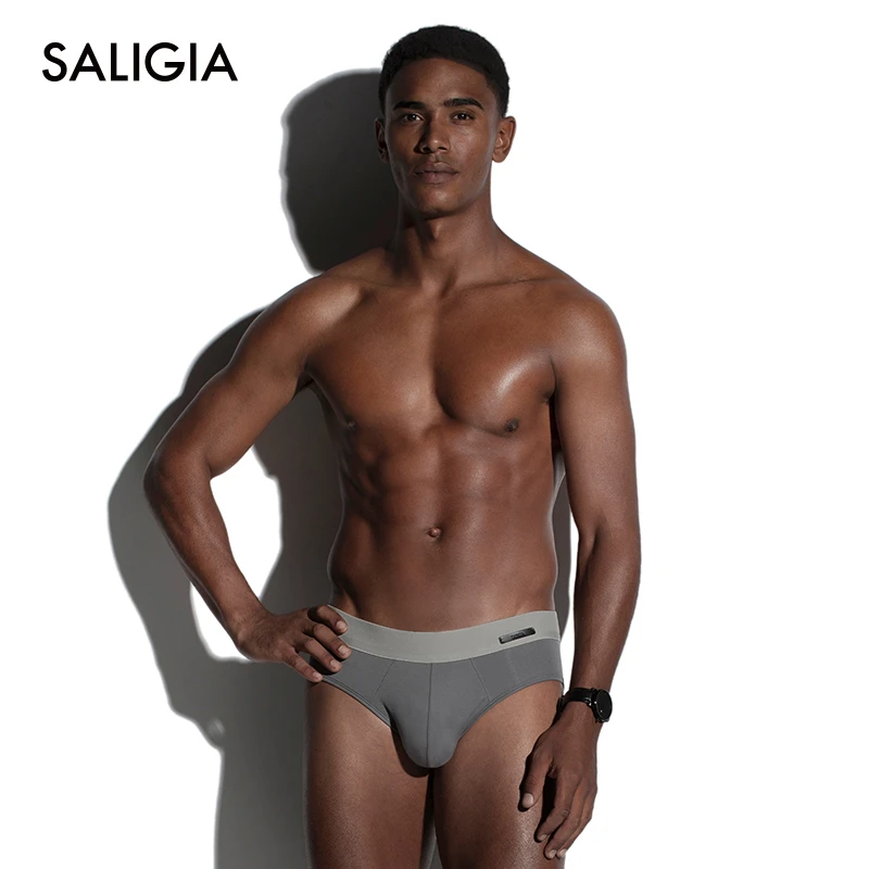 SALIGIA晨曦沐浴超细天丝莫代尔性感中腰男士三角内裤2条