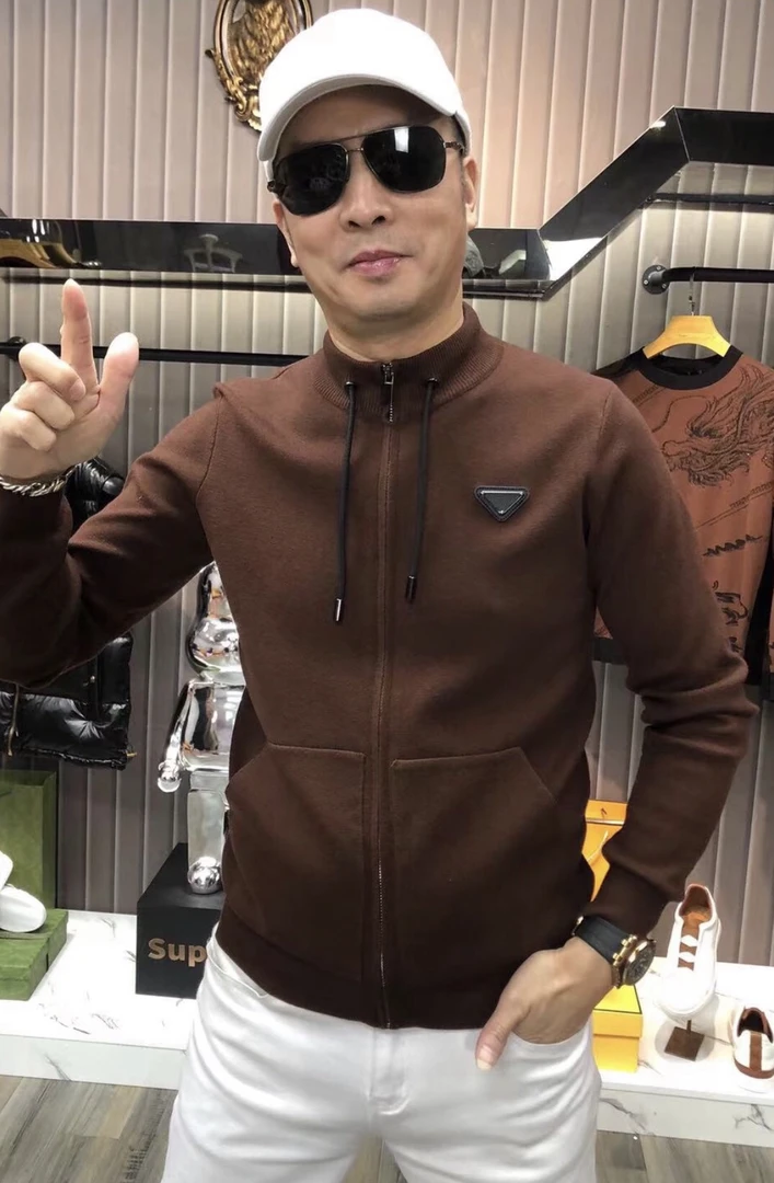 秋季老钱风高端时尚百搭半高领商务天丝羊毛针织开衫外套(6639)