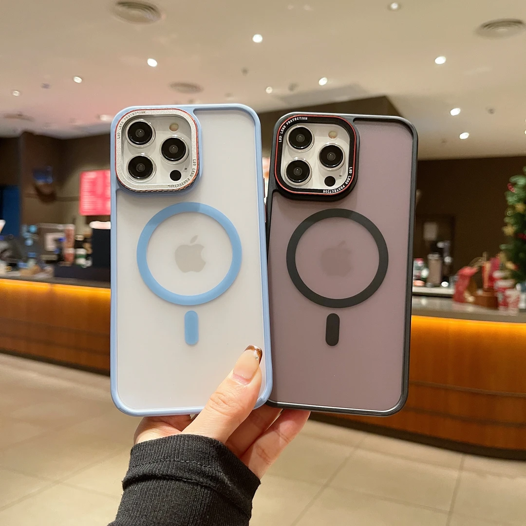 适用于iphone磨砂磁吸16/15/14/13/12/11/莱卡简约全包透色手机壳