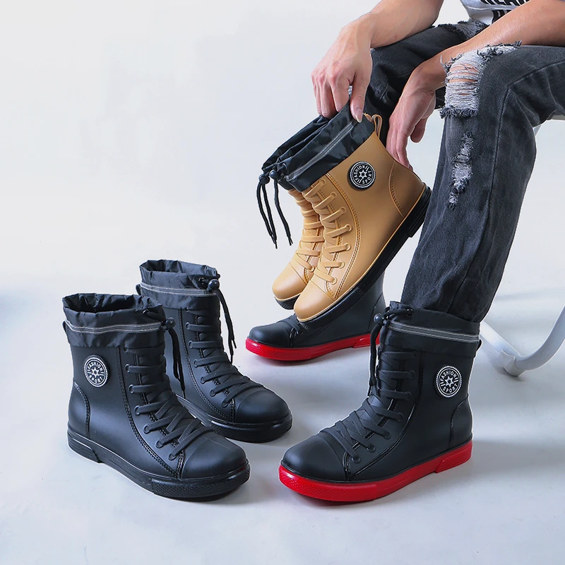 男士防滑雨鞋男款加绒保暖冬季钓鱼鞋厨房工作防水短筒棉水鞋胶鞋