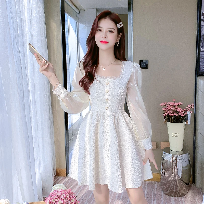 1383花颜女装连衣裙初春装2024年新款小个子气质设计感小众短裙子