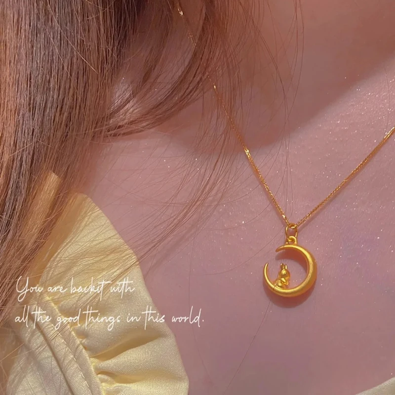 钛钢项链 月兔项链女气质轻奢小众设计感精致坠链百搭简约锁骨链