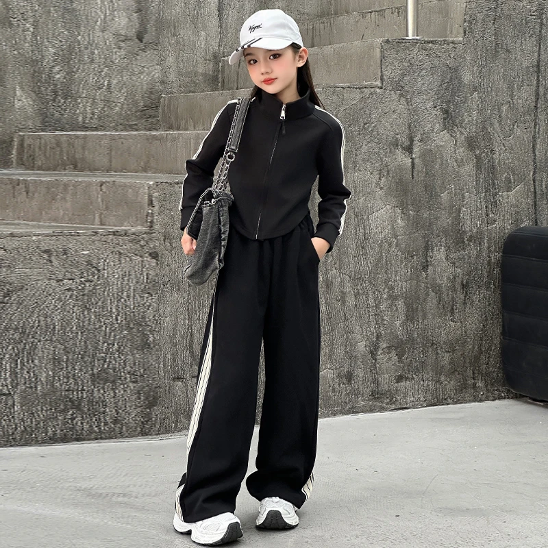 女童炸街休闲套装春秋2024新款洋气中大儿童6-12岁网红运动两件套