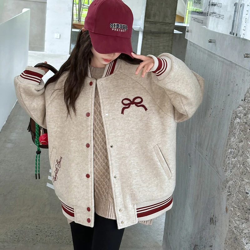 女童外套秋冬款2024新款洋气中大儿童韩版6-12岁15冬季夹棉棒球服