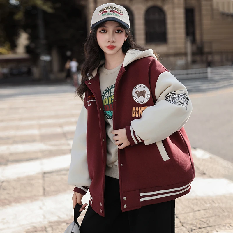 女童秋冬时尚外套2024新款洋气儿童中大童6-12岁15冬季夹棉棒球服