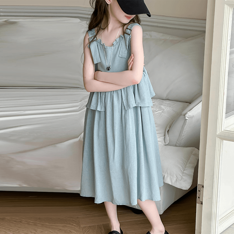 女童夏季薄款连衣裙2024新款洋气儿童中大童6-12岁15岁时尚吊带裙